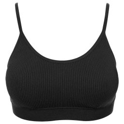 Bustieră Fitness Ribbed Motion Bra - Black, Design One Size Seamless cu Bureți și Bretele Reglabile