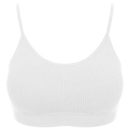 Bustieră Fitness Ribbed Motion Bra - White, Design One Size Seamless cu Bureți și Bretele Reglabile