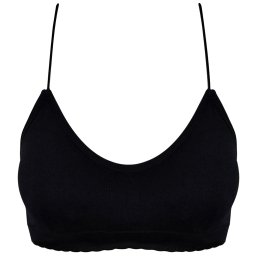 Bustieră Fitness Luna Contour Bra - Black, Design One Size Seamless cu Bureți și Margine în Valuri