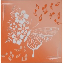 Tablou decorativ în relief 30cmx30cm "Armonie muzicală"– design modern 3D, realizat manual - somon