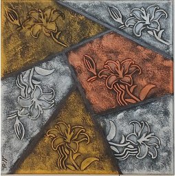 Tablou abstract în relief 30cm x 30cm – design modern 3D, realizat manual-bronz/auriu/argintiu