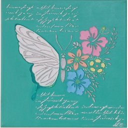 Tablou decorativ în relief 30cm x 30cm „Fluture de primăvară” – design modern 3D, realizat manual - verde