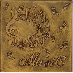 Tablou decorativ în relief 30cm x 30cm „Music” – design modern 3D, realizat manual - aur antic