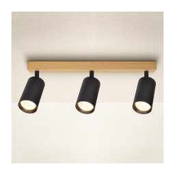 Brilagi - Spot aplicat SELE 3x GU10/30W/230V, negru/decor stejar