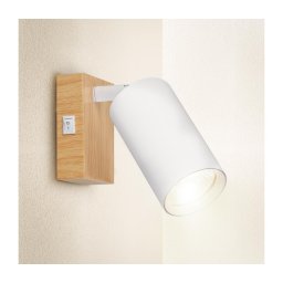 Brilagi - Aplica spot de perete SELE 1xGU10/30W/230V alb/decor stejar
