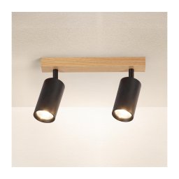 Brilagi - Spot aplicat SELE 2xGU10/30W/230V negru/decor stejar