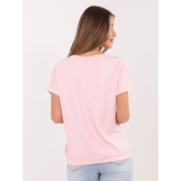 Bluză roz pal cu broderie cu inimioare