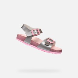 Sandale argintii pentru copii Geox Adriel Girl