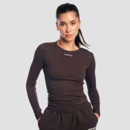 GymBeam Top cu mânecă lungă pentru femei Aura Tee Brown M