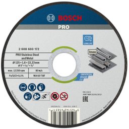 2608619050 Disc de tăiere PRO Stainless Steel and Metal, 125 x 1,6 x 22,23 mm