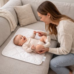 Saltea Patut Infasat Bebe Lana Merino 100% LanaWool 50x70cm 900 g mp Exterior Bumbac OekoTex Clasa 1, Crem