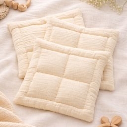 Set 3x Perna Bebe Lana Merino 100% LanaWool 25x25cm Fermitate Mica Exterior Muselina OekoTex Clasa 1, Crem
