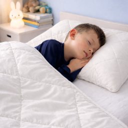 Husa de Perna Matlasata Lana Merino 100% LanaWool 35x54 cm Exterior Bumbac OekoTex Clasa 1, Alb