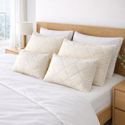 Husa de Perna Matlasata Lana Merino 100% LanaWool 50x70 cm Exterior Bumbac OekoTex Clasa 1, Crem