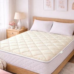Protectie Saltea Lana Merino 100% LanaWool 140x200 cm 900 g mp Exterior Bumbac OekoTex Clasa 1 Topper Saltea, Crem