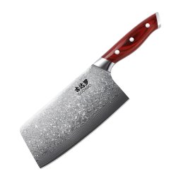 Gudaro - Cuțit cleaver de bucătărie KENSHO 6,5", din oțel damasc, 67 de straturi, lungime 16,2 cm