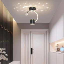 Lustra LED Kenya 34W cu efect stele, 3 culori lumina, negru mat