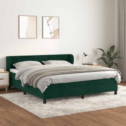 Pat box spring cu saltea, verde închis, 160x200 cm, catifea GartenMobel Dekor