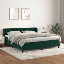 Pat box spring cu saltea, verde închis, 160x200 cm, catifea GartenMobel Dekor