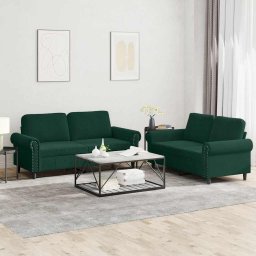 Set de canapele cu perne, 2 piese, verde închis, catifea GartenMobel Dekor
