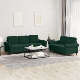 Set de canapele cu perne, 2 piese, verde închis, catifea GartenMobel Dekor