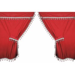 Set perdele camion Premiere 9 piese, rosu, pentru cabina standard