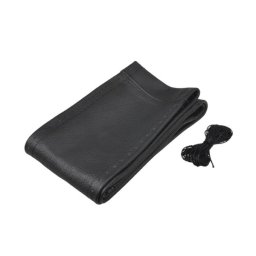 Husa volan din piele naturala cu snur, 37-39 cm, neagra