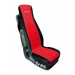 Husa scaun camion Elisa rosu-negru din poliester si imitatie piele