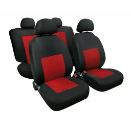 Huse scaun auto Sport jacquard, set 8 piese, rosu-negru, universale
