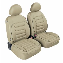 Huse scaun fata sport jacquard bej, set 2 buc, compatibile airbag