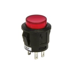 Intrerupator auto Carpoint 12V 20A rosu, rotund 16,10 mm, cu revenire