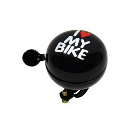 Claxon bicicleta I Love My Bike negru 60 mm, sonerie metalica