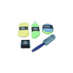 Kit curatare auto din microfibra 9 piese cu lavete, perie, manusa si burete