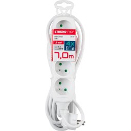 Prelungitor electric Strend Pro 7 m, 4 prize, alb, 10 A, 2300 W