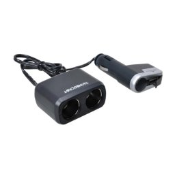 Priza auto tripla Automax 12V/24V cu 3 iesiri DC si port USB