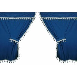 Set perdele camion Premiere 9 piese, albastru, pentru cabina standard