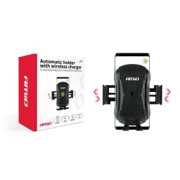 Suport telefon auto automat cu incarcare wireless Qi, micro USB, Amio PHW-02