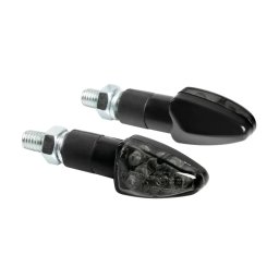 Semnalizari moto LED 12V Atom, negre, set 2 buc, omologare E