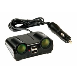 Priza dubla bricheta auto 12/24V cu 2 porturi USB, cablu 150 cm