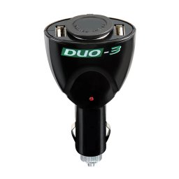 Priza tripla bricheta auto Duo-3 12V cu 2 porturi USB, Lampa