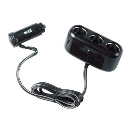 Priza tripla bricheta auto 12/24V cu cablu prelungitor 200 cm Lampa
