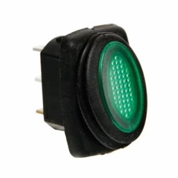 Intrerupator basculant impermeabil cu LED verde 12/24V, 10A, Micro