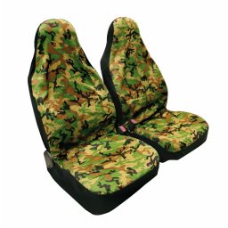 Huse universale scaun fata Camouflage din poliester, set 2 bucati