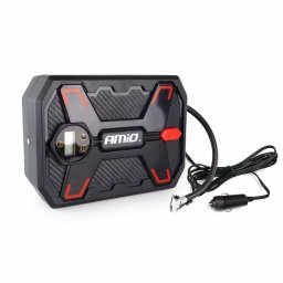 Compresor auto aer 12V cu manometru digital, lampa LED si accesorii