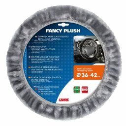 Husa pentru volan din blana sintetica Fancy Plush, gri, Ø 36-42 cm