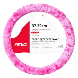 Husa volan din blana sintetica roz Amio SWC-54-M, 37-39 cm
