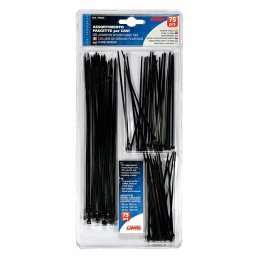 Coliere din plastic negre, 75 buc, dimensiuni asortate 90/120/190 mm