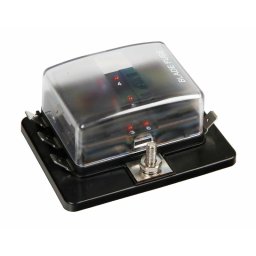 Cutie de sigurante auto 12/24V cu 1 intrare, 6 iesiri si LED