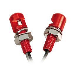 Set 2 suruburi M8 cu LED alb, aluminiu anodizat, rosu, 12V