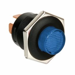 Intrerupator cu revenire 12/24V 5A, LED albastru, montaj panou 22 mm